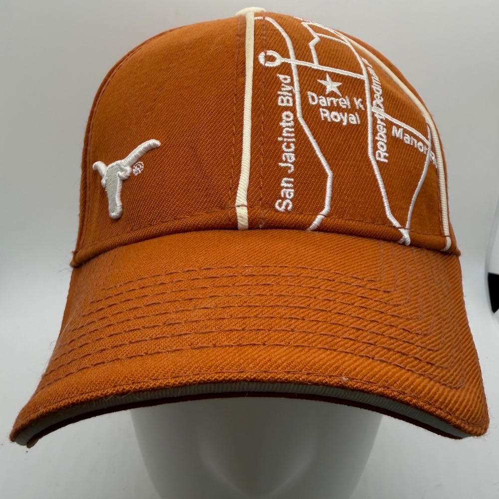 New Era Texas Longhorns Hat Burnt Orange Stadium Map Stretch Fit Medium-Large